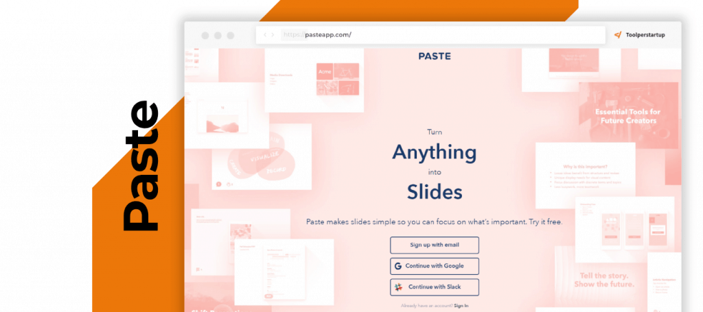 Paste crea splendide slide