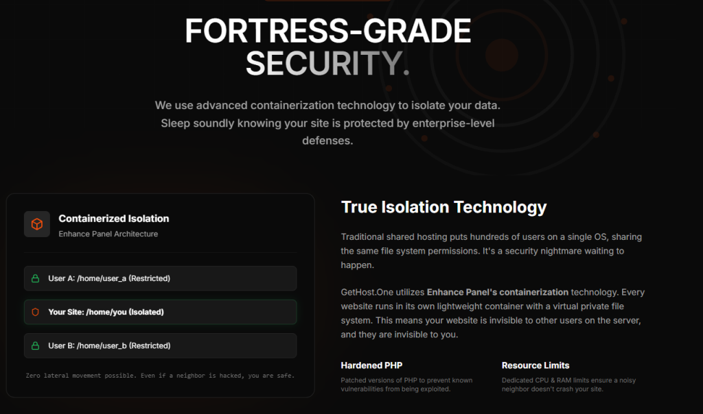 GetHost.One sicurezza